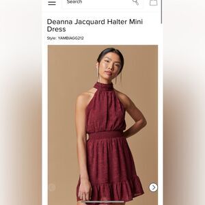 Deanna Jacquard Halter Mini Dress size M new